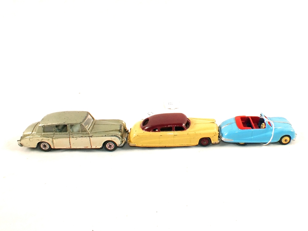 A Dinky 198 Rolls Royce, 171 Hudson cream and maroon, 106 Austin Atlantic,