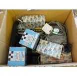 Various boxed Scalextric including track, cars and accessories, three cars CSS Vanwall,