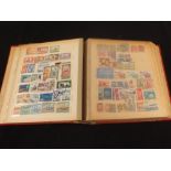 A stock book containing a wide variety of world stamps and some labels including Provincial Airways,