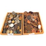 Various GB and foreign coinage including 19th Century Canadian (two boxes)