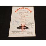 A pro box Anglia dinner menu signed Stanley Matthews,