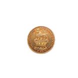 A gold plated Geo IV shilling,