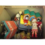 Two boxes of dolls,
