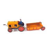 A Hessmobil tin plate tractor and trailer,