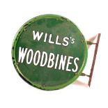 A double sided round Wills Woodbine enamel sign,