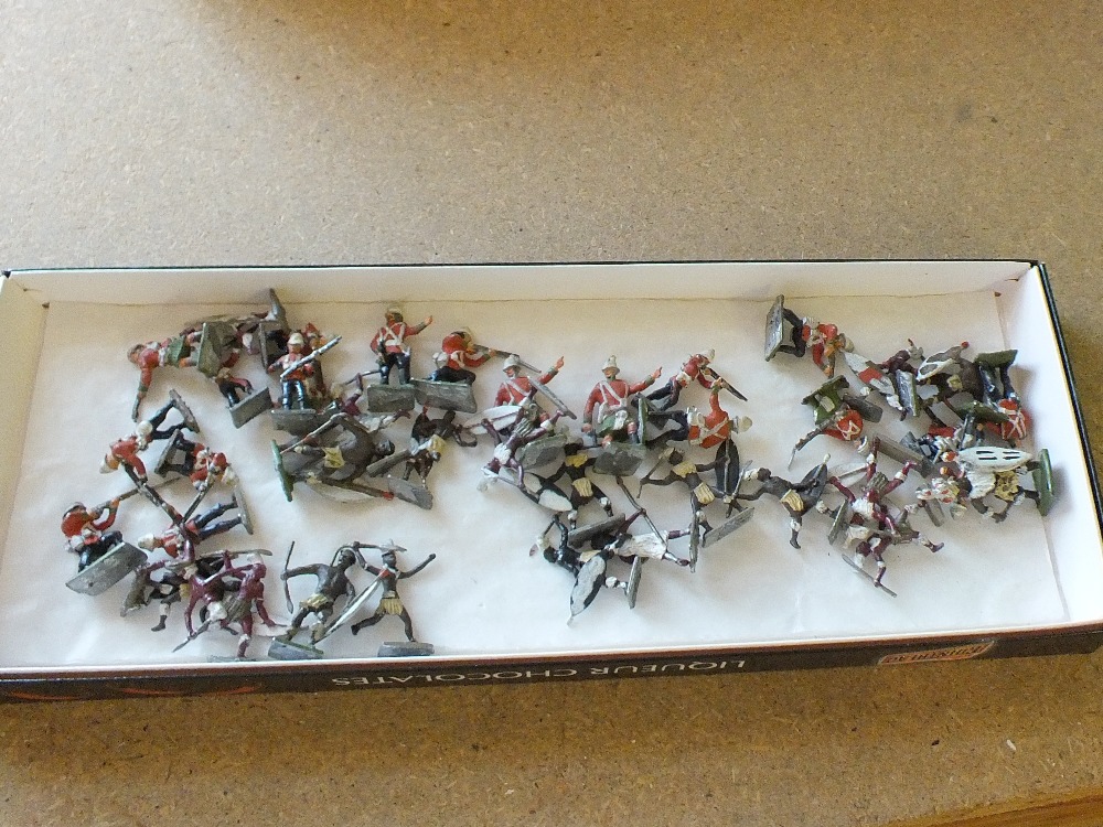 Miniature die cast figures of soldiers and Zulu's