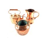 Three 19th Century seamed Copper items, viz: Georgian ale jug,