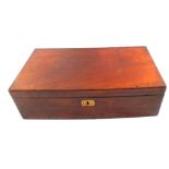 A large Georgian Mahogany writing box with long side drawer and twin Brass handles,