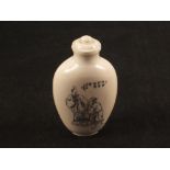 A Chinese Ivory snuff bottle with figure decoration and calligraphy