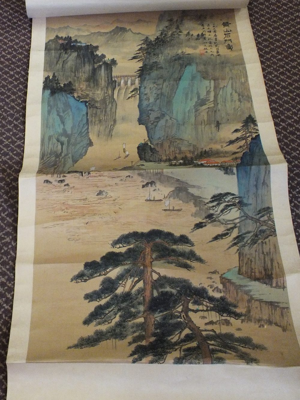 A Japanese scroll landscape picture,