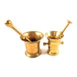 Two 18th Century Brass mortars and pestles