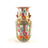 A 19th Century Cantonese polychrome figure and floral vase,