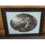 Four Victorian prints in carved Oak and decorative gilt frames