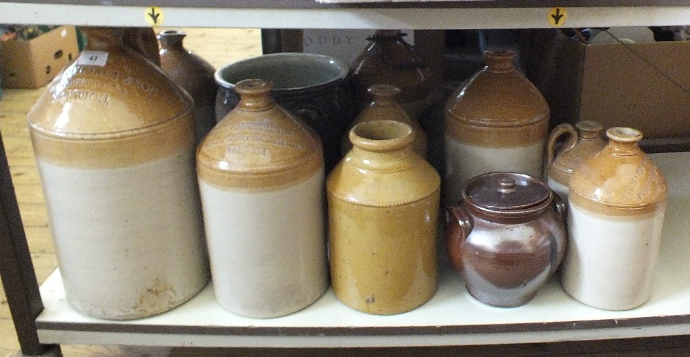 Various stoneware jars and flagons including local makers