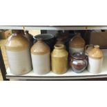 Various stoneware jars and flagons including local makers