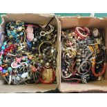 Two boxes of costume jewellery