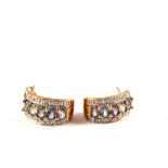 A pair of 9ct Gold Mystic Quartz and Diamond set half hoop earrings