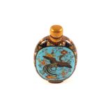 A Chinese Cloisonné snuff bottle with bird, butterfly and floral decoration,