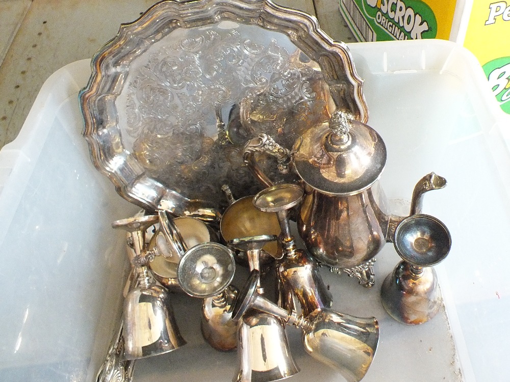 A box of various Silver plate