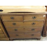 A 19th Century Oak chest of two short and three long drawers on bracket feet