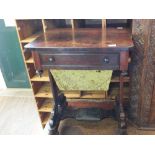 A 19th Century Rosewood lady's work table with single drawer and box on carved supports