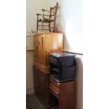 Two modern Pine cupboards, a bedside chest,