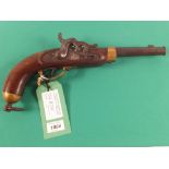 A large bore percussion Potsdam pistol with patent nipple protector and cannon barrel,