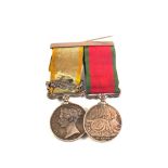 Crimea medal with Sebastopol clasp and Turkish Crimea medal to W.F.