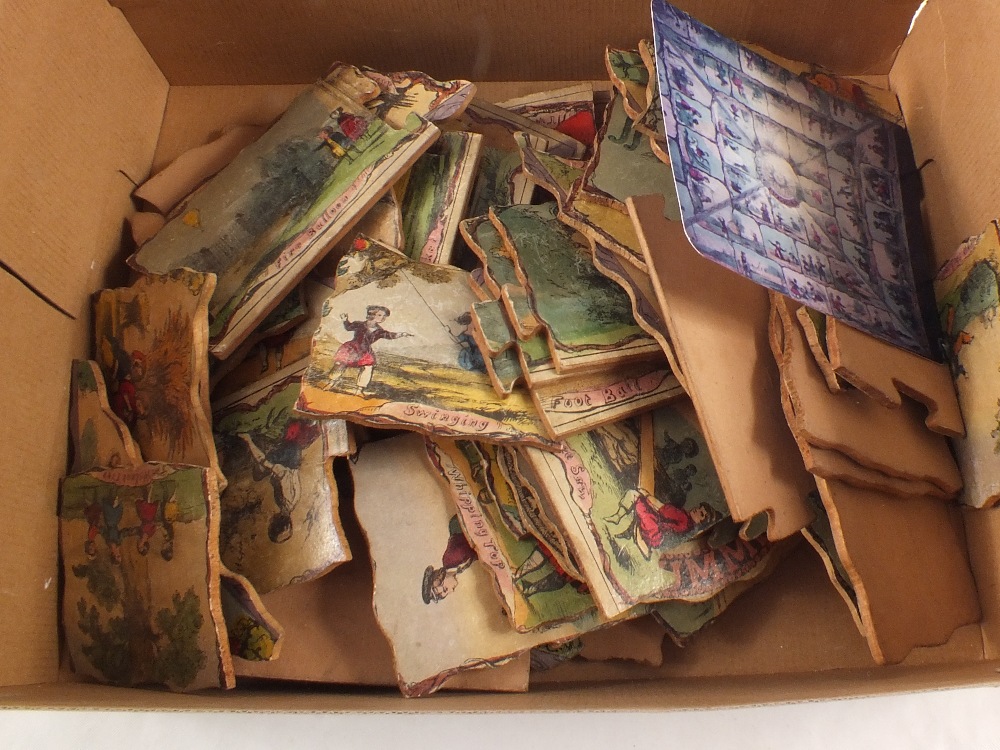 A Victorian childs wooden jigsaw with photo showing complete jigsaw