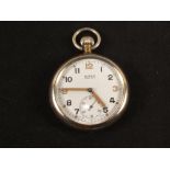 A gents WWII era nickel cased military Buren pocket watch marked G.S.T.P.