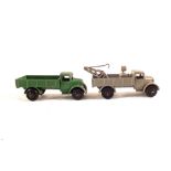 Two unboxed Corgi 22C motor truck, green and 30E breakdown car,