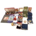 Various boxed proof and other coins,