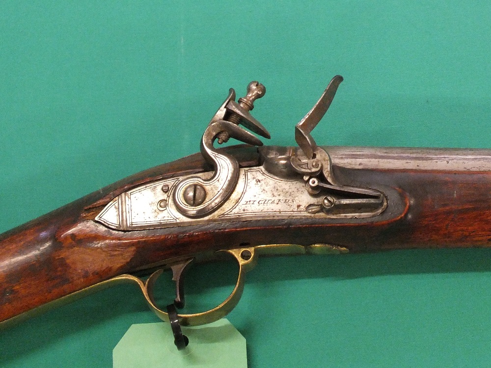 An 18th Century Flintlock volunteer Brown Bess musket with 32" barrel, military proofs, - Image 2 of 2