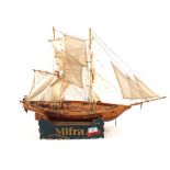 A wood model sailing ship