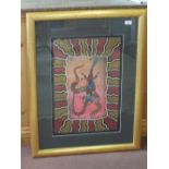 An aboriginal painting of a snake and crocodile, signed,