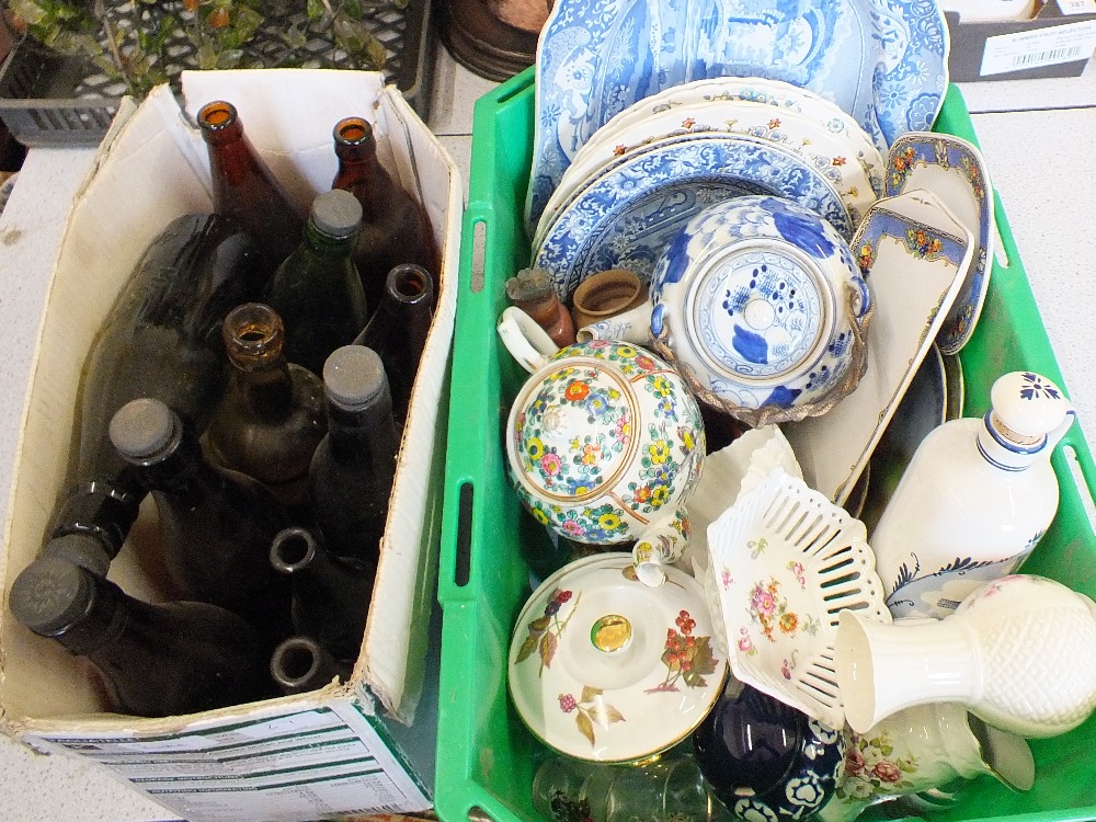 Various items of china and beer bottles (two boxes)