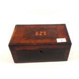 A 19th Century inlaid Mahogany two compartment tea caddy (lid detached)