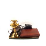 A Brass oil lamp,