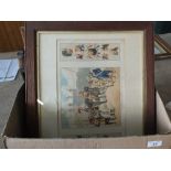 Three etchings of sheep and cattle plus other pictures