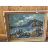 An oil on canvas of a loch scene, signed Harrison, dated 61,