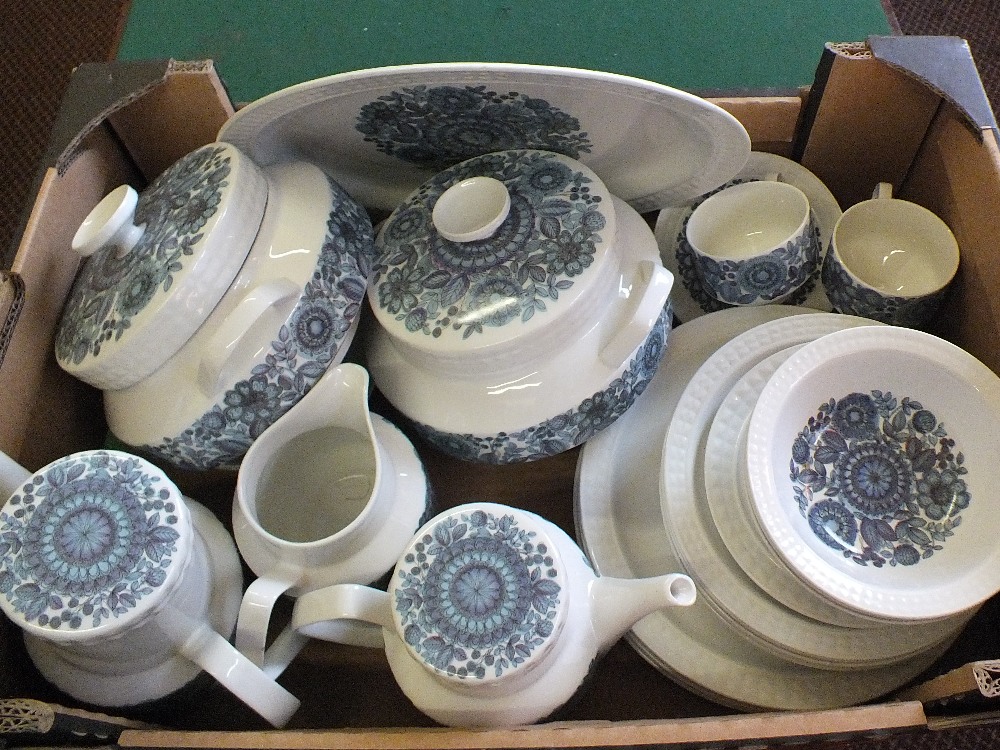 A Spanish blue and white floral dinner set