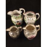 Two 19th Century Prattware style pottery jugs with figure,