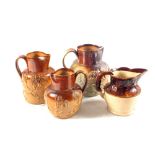 Four 19th stoneware tavern mugs (some as found)