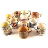 Ten various 19th Century pottery tankards including a frog mug (all as found)