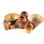 Various 19th Century stoneware and slipware including storage jars,