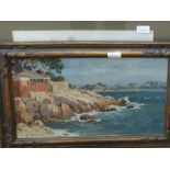 A pair of Japanese silk landscape pictures plus a watercolour and an oil