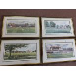 Six signed Terry Harrison cricket prints plus two paintings