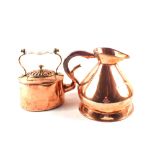 A 19th Century one gallon seamed Copper harvest measure and an oval seamed Copper kettle