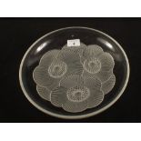 A French frosted glass bowl with floral moulding by P'Davesn for Verlys France dia 11"