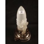 A USA frosted glass bullet shade table lamp with Pierrot mount,